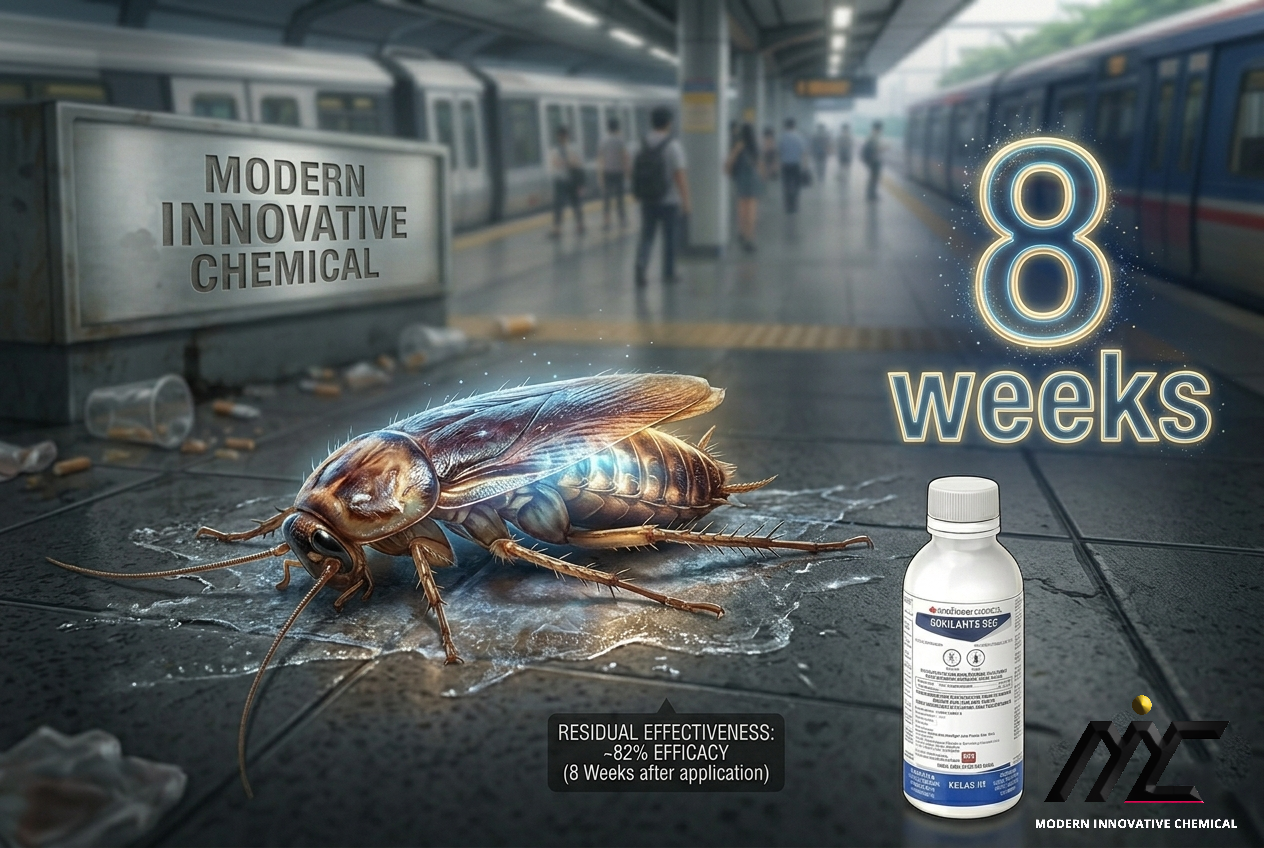 Ensure persistent protection with Gokilaht-S 5EC. Proven efficacy data shows approximately 82% residual effectiveness against cockroaches even 8 weeks after initial application on surfaces like plywood.