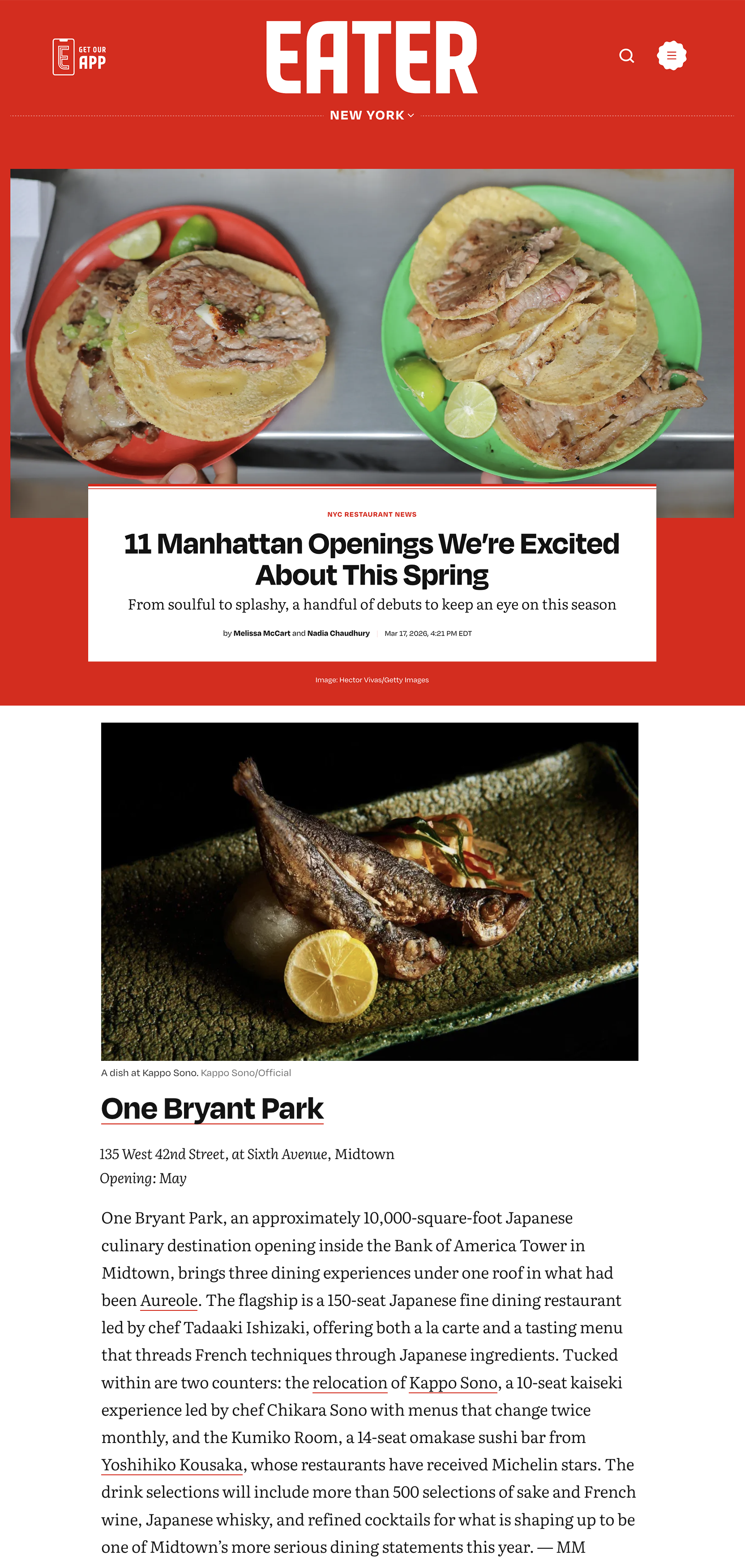 EATER: 11 Manhattan Openings We’re Excited About This Spring