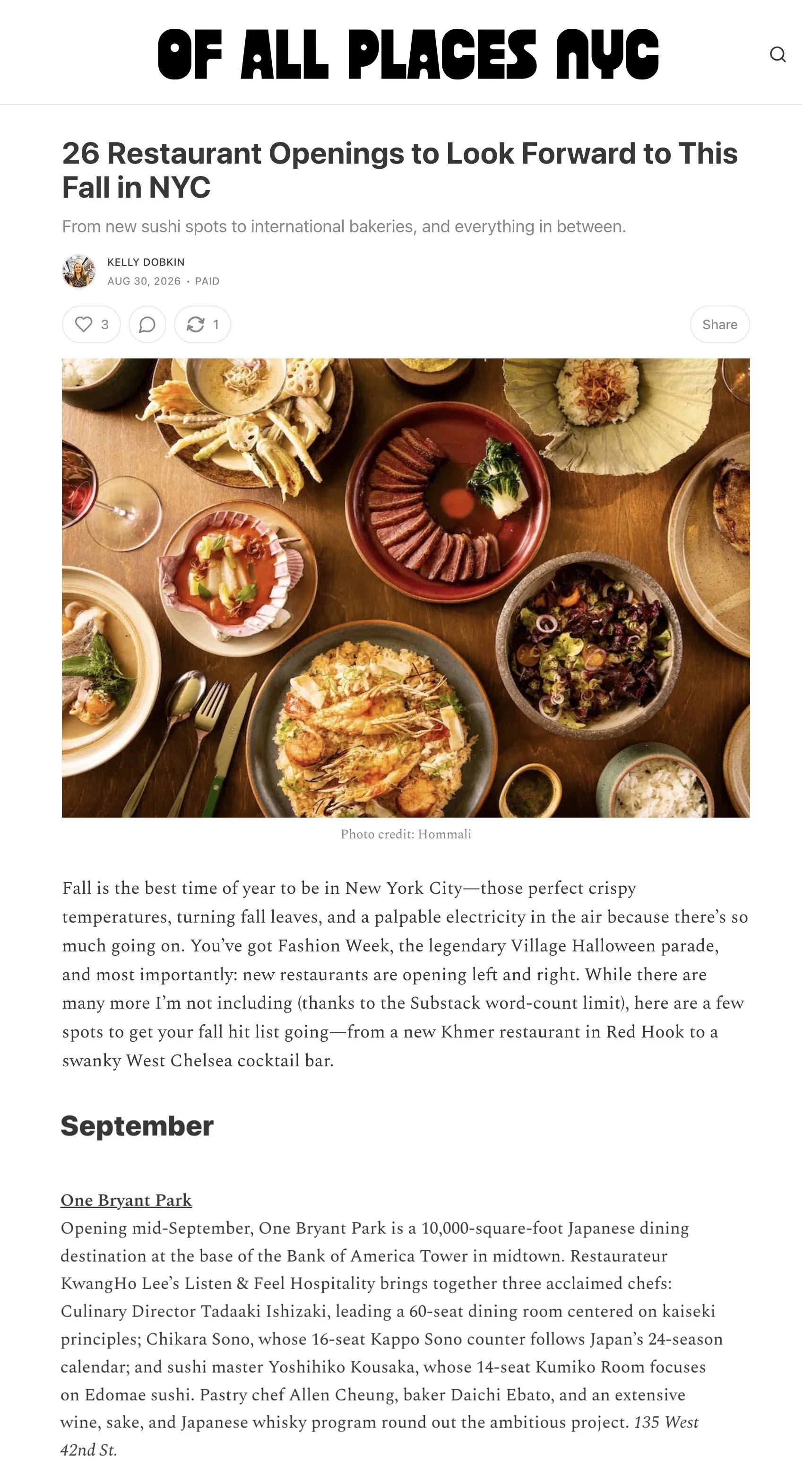 Of All Places NYC: 26 Restaurant Openings to Look Forward to This Fall in NYC