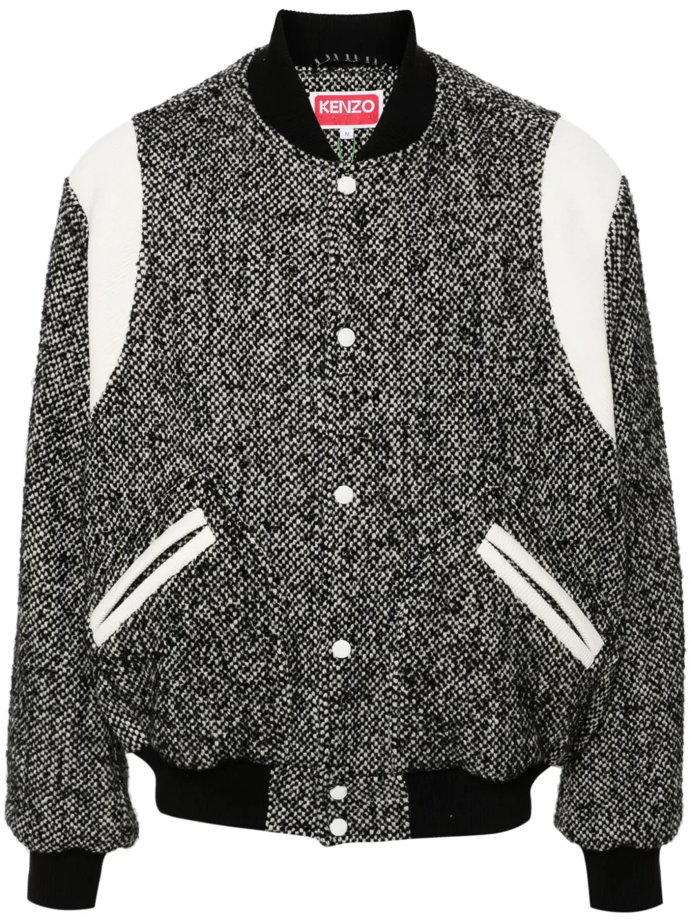 Kenzo Marl-Knit Varsity Jacket in Black