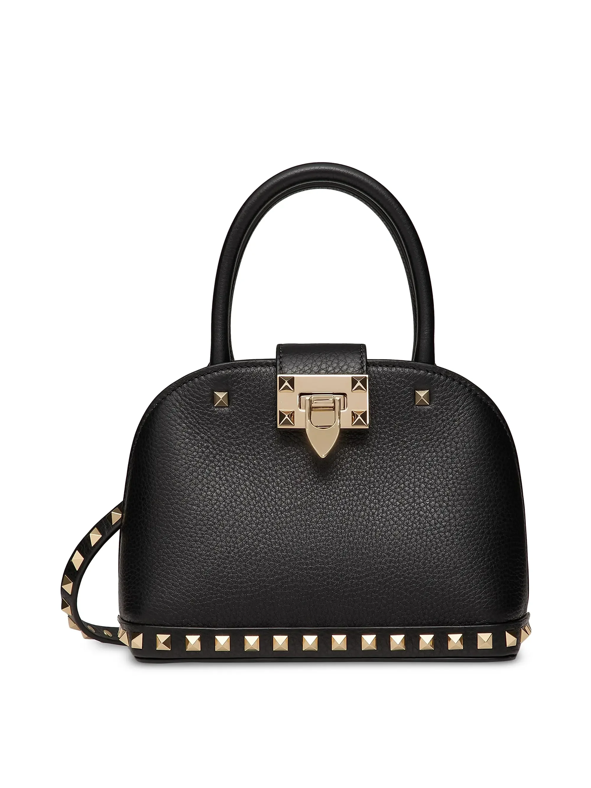 Valentino Garavani: Rockstud Small Handbag in Grainy Calfskin (Black)