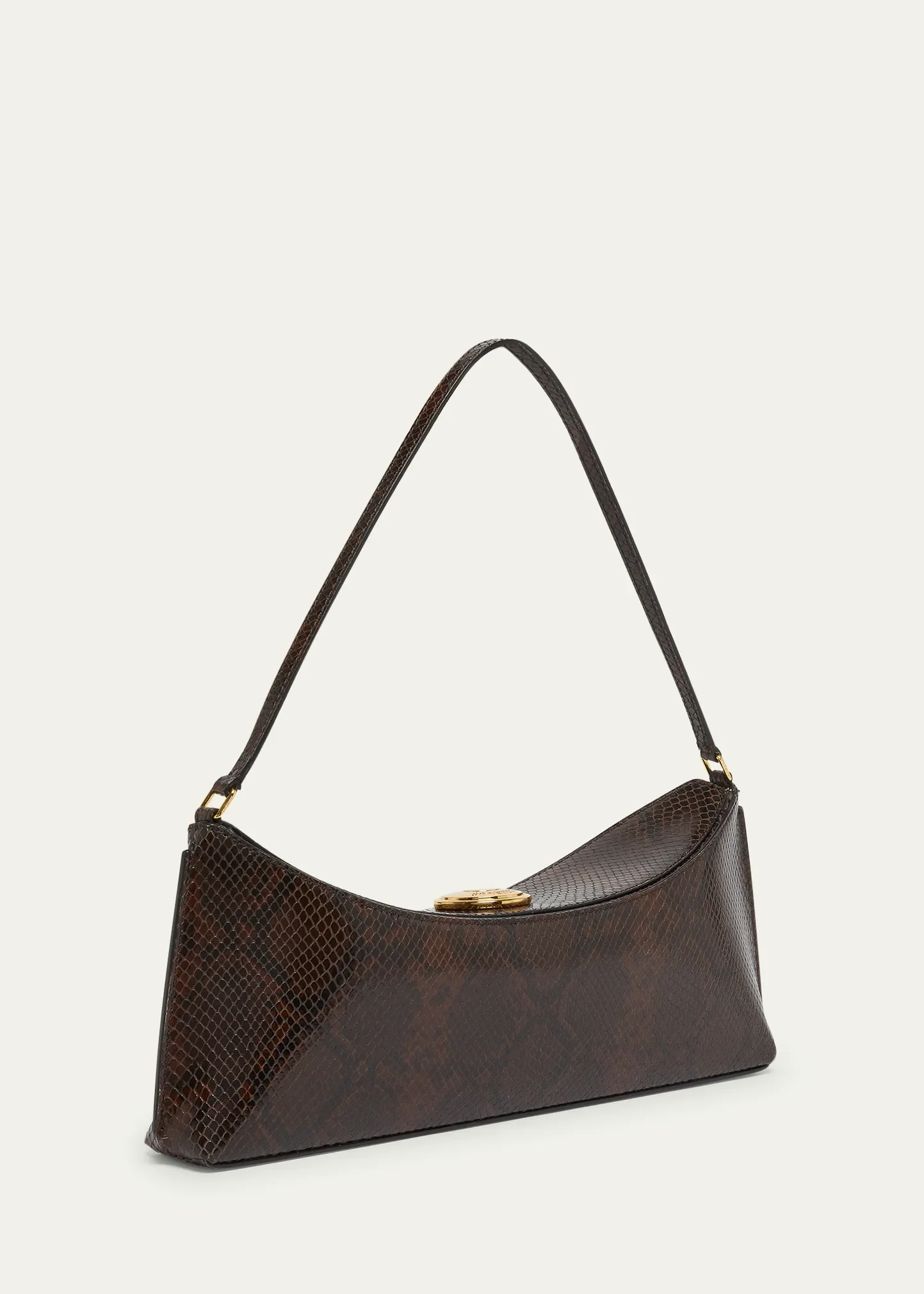 Jacquemus: Le Calisso Snake Embossed Shoulder Bag (Dark Brown)