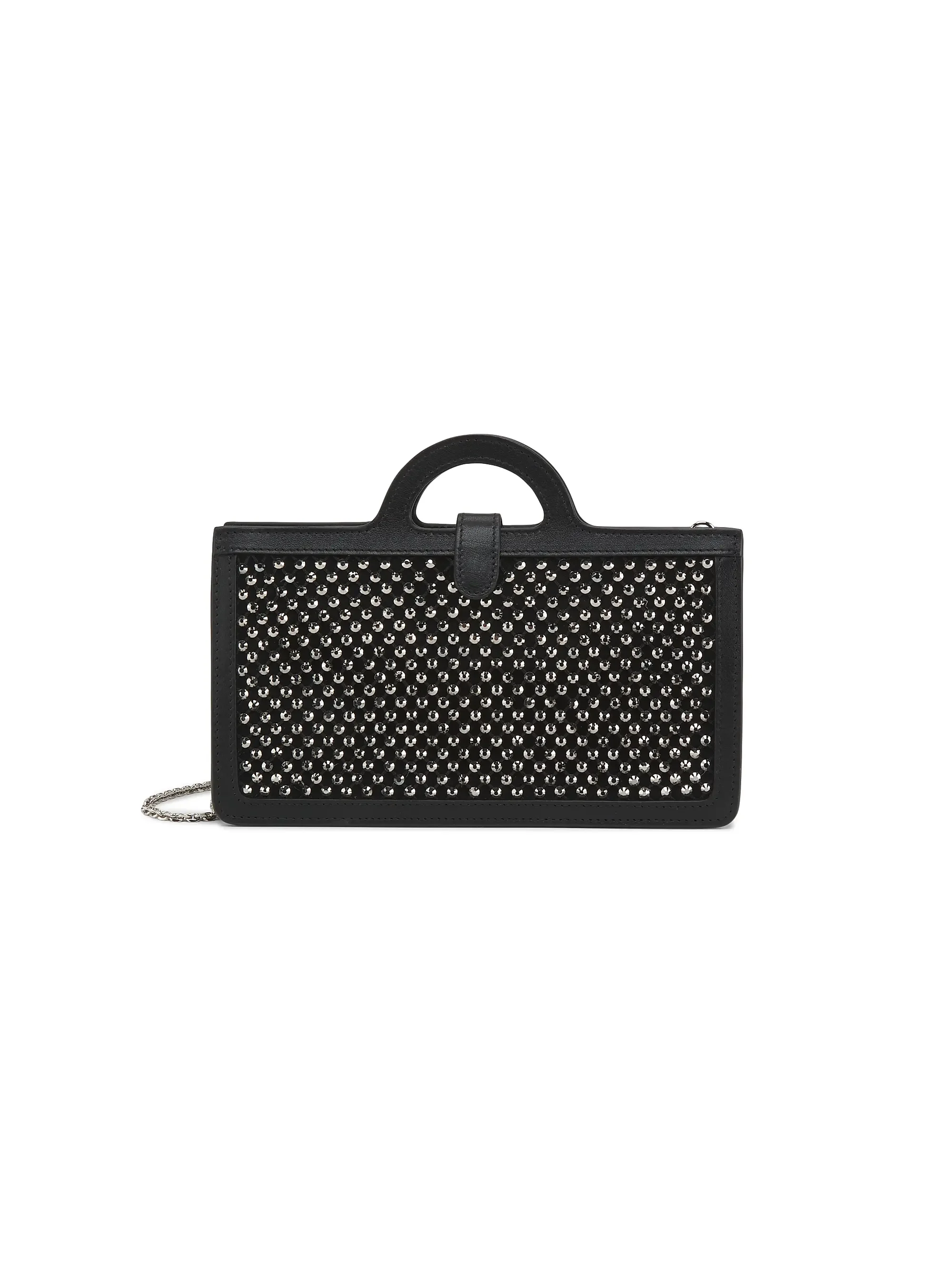 Marni: Iridescent Studded Mesh Chain Long Wallet (Black)
