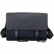 Bottega Veneta Intrecciato Buckle Messenger Bag in Navy