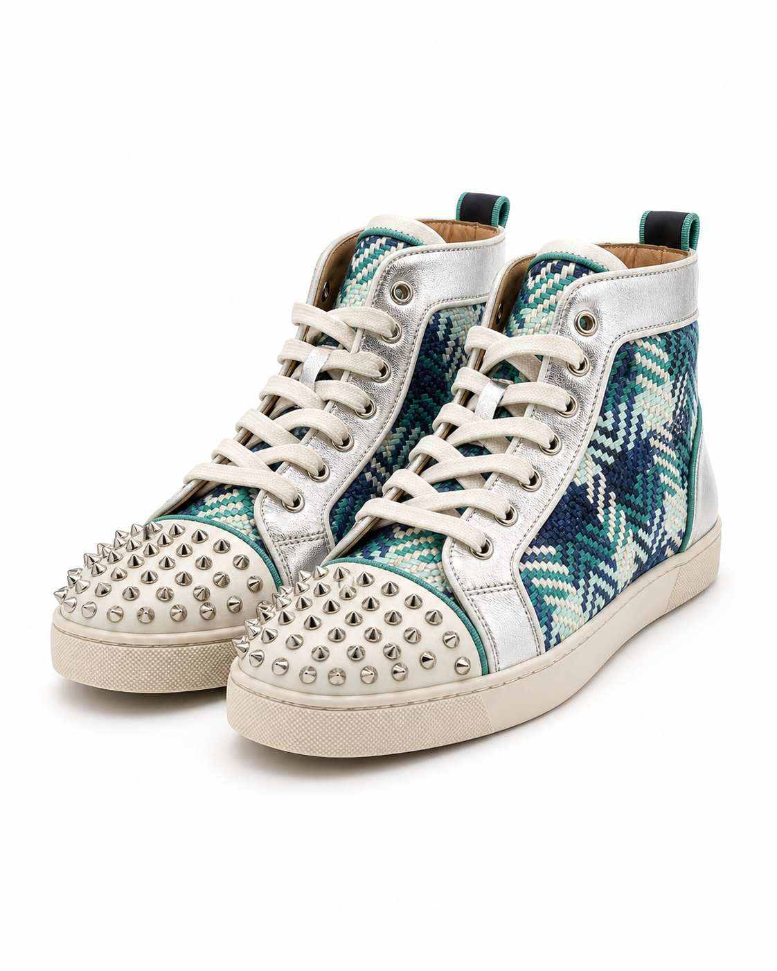 Christian Louboutin Lou Spikes Orlato Plaid High Top Sneaker