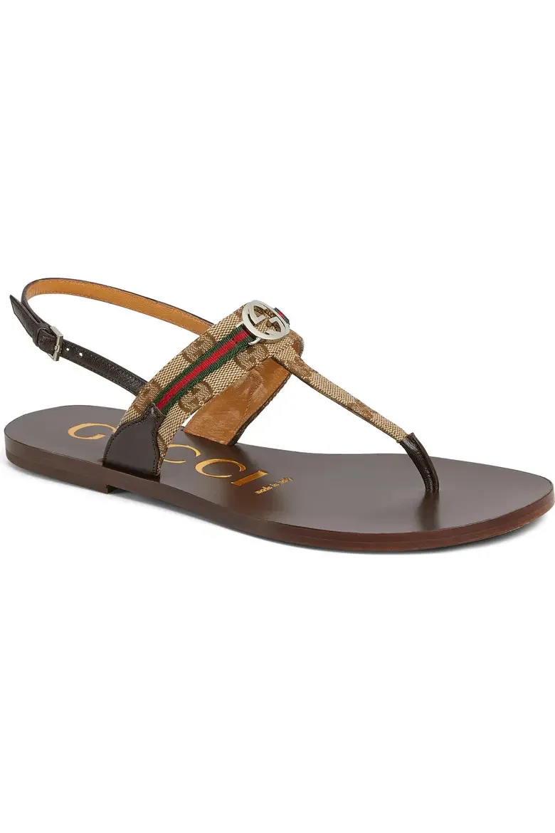 Interlocking G Web Slingback Sandal in Beige, Ebony, Vrv, Coco