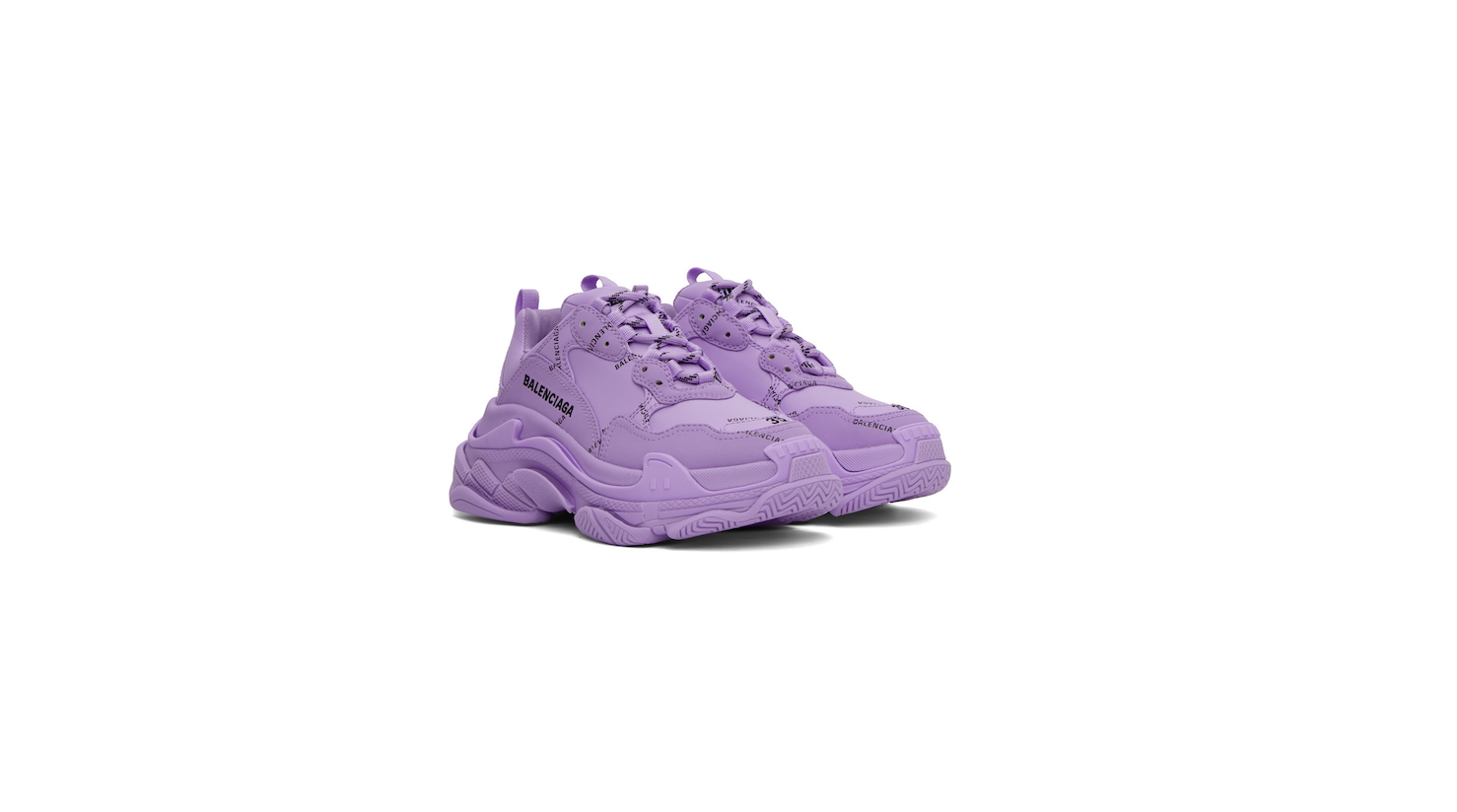 Balenciaga Triple S Allover Logo Sneakers in Purple