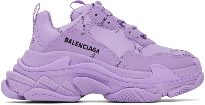 Balenciaga Triple S Allover Logo Sneakers in Purple