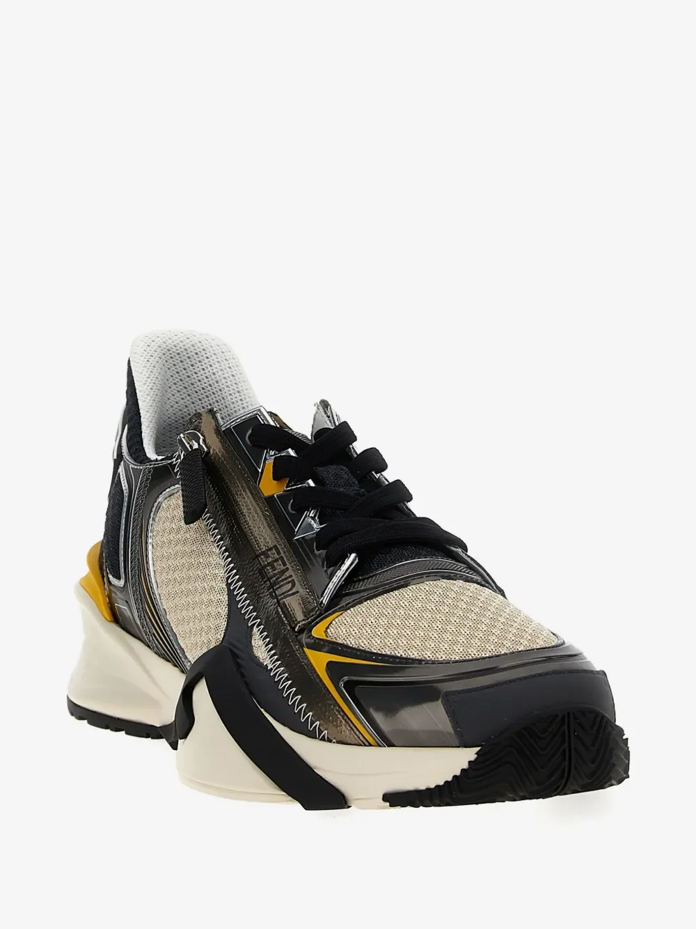Fendi Flow Lace Up Sneakers in Brown and White
