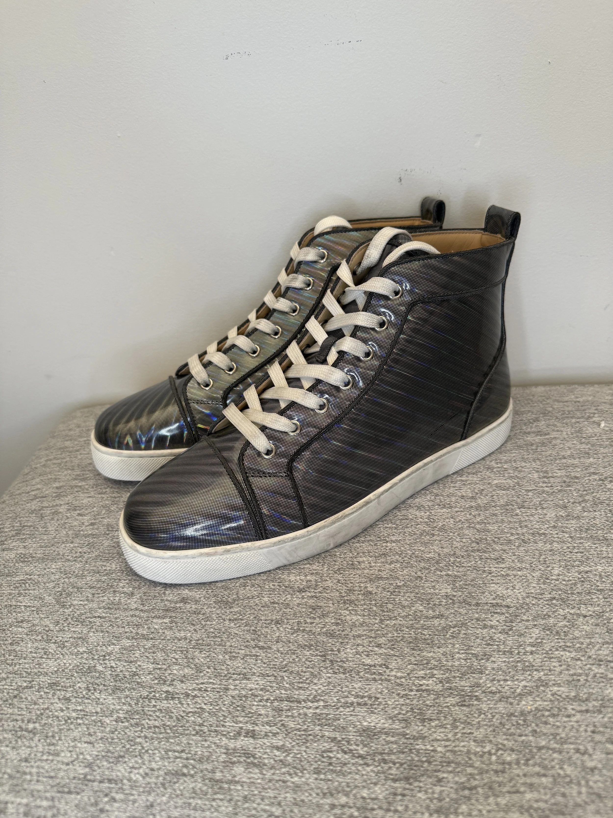 Christian Louboutin Holographic Men's Orlato High Top Patent Leather Sneaker 43