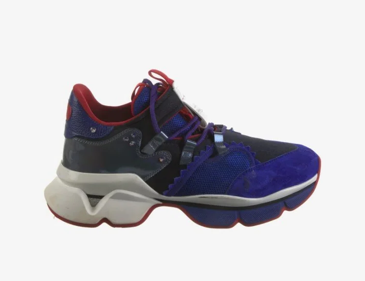 Christian Louboutin Red Runner Sneaker in Blue Suede