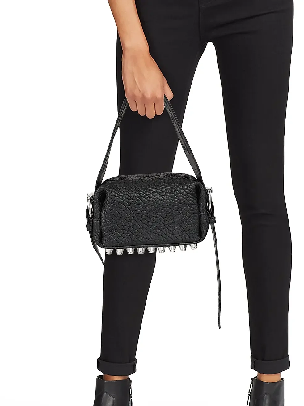 Alexander Wang: Mini Ricco Leather Top Handle Bag (Black)