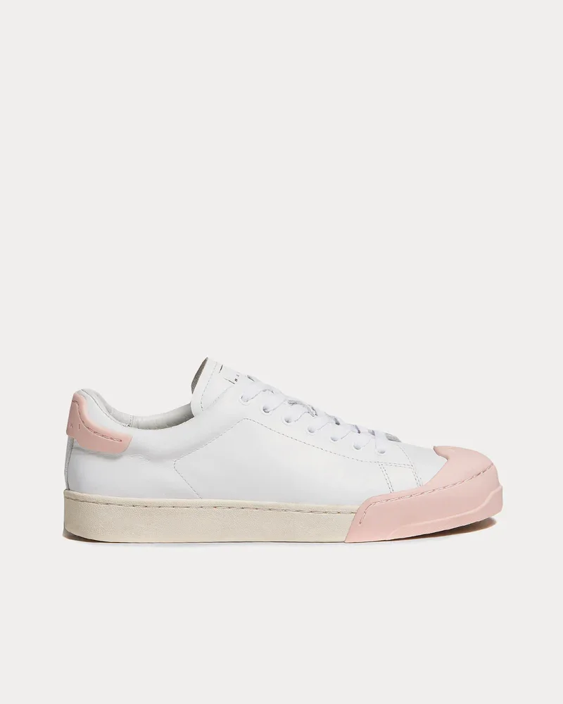 Marni Leather Sneaker in White/Pink