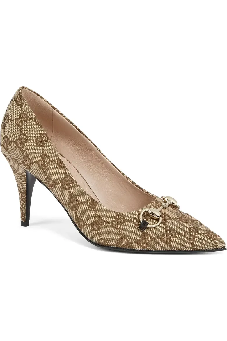 Erin Horsebit GG Canvas Pump in Beige