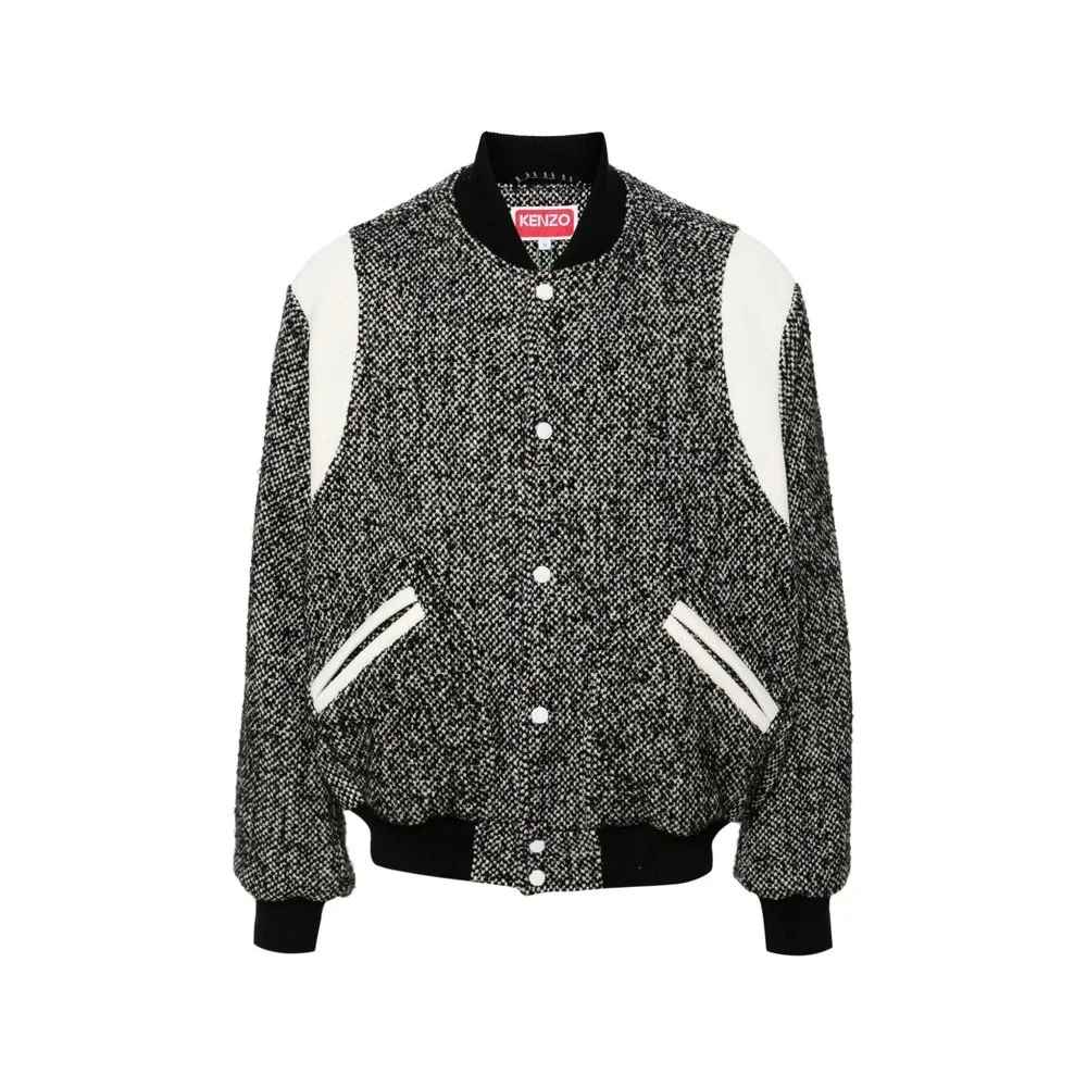 Kenzo Marl-Knit Varsity Jacket in Black