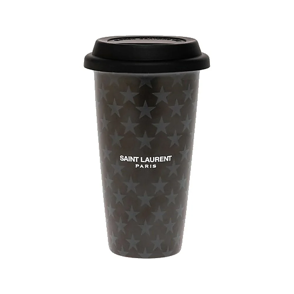 YSL - Saint Laurent YSL Signature Ceramic Travel Coffee Cup in Nero Brown