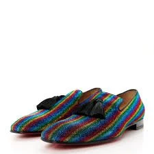 Christian Louboutin Glitter Men's Tassel Serge Officialito Flat Loafer