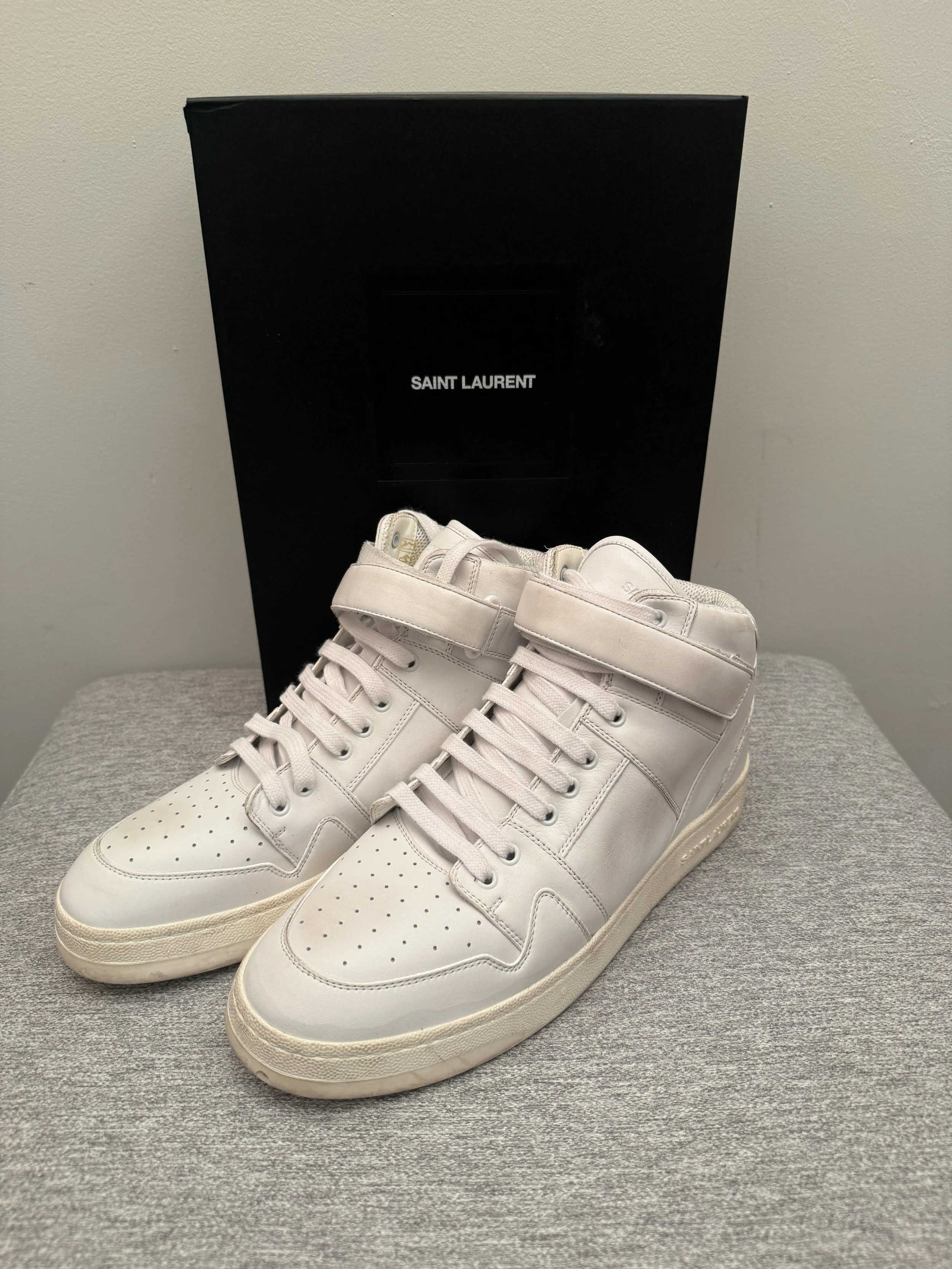 Saint Laurent Lax Lace Up Sneakers in Off White