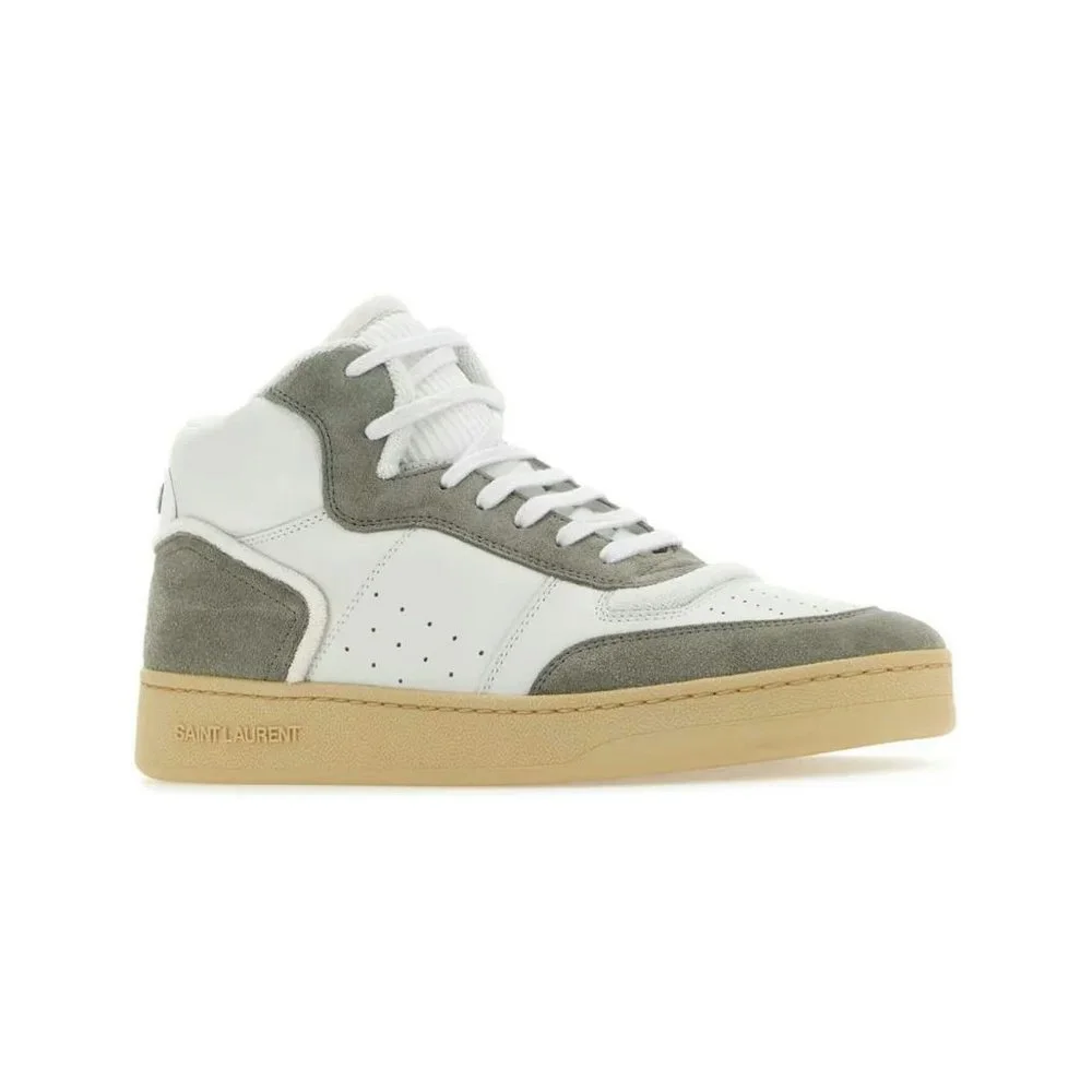 Saint Laurent SL/80 High Top Sneakers in White/Grey
