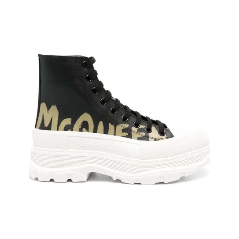 Alexander McQueen Tread Slick Boot - Graffiti Black Khaki