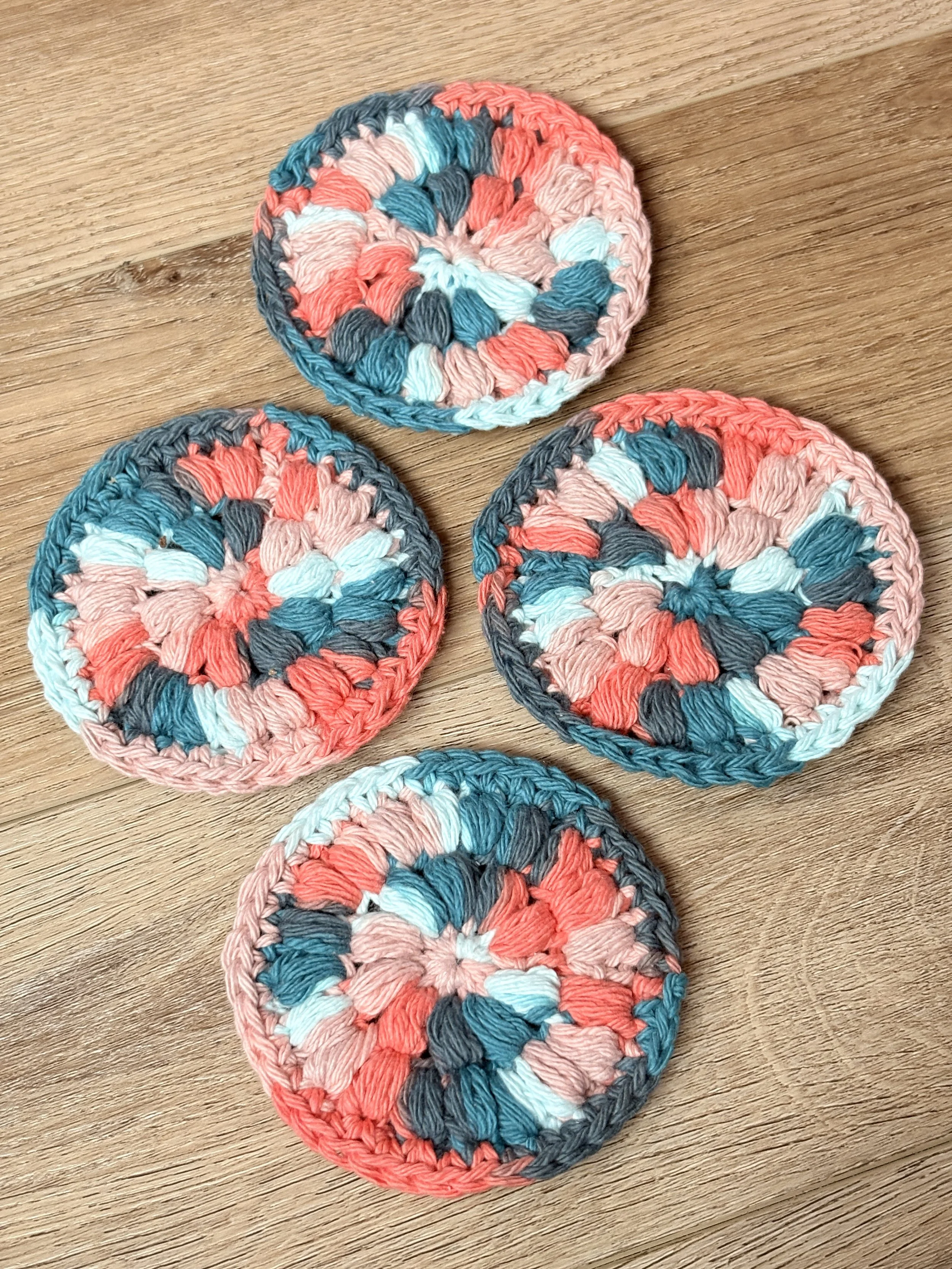 Handmade Crochet Cotton Face Scrubbies | Set of 4