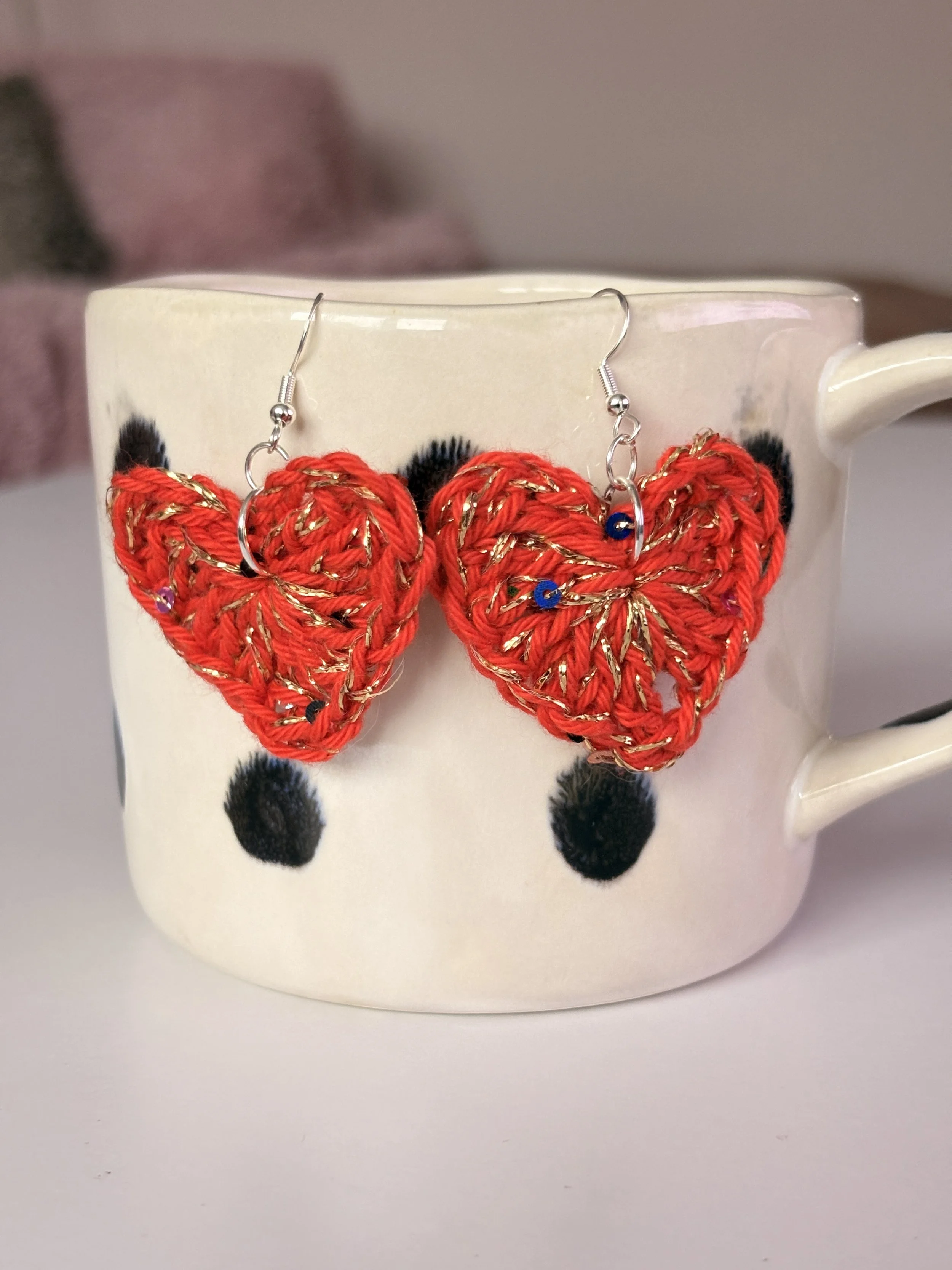 Handmade Crochet Cotton Sequin Earrings