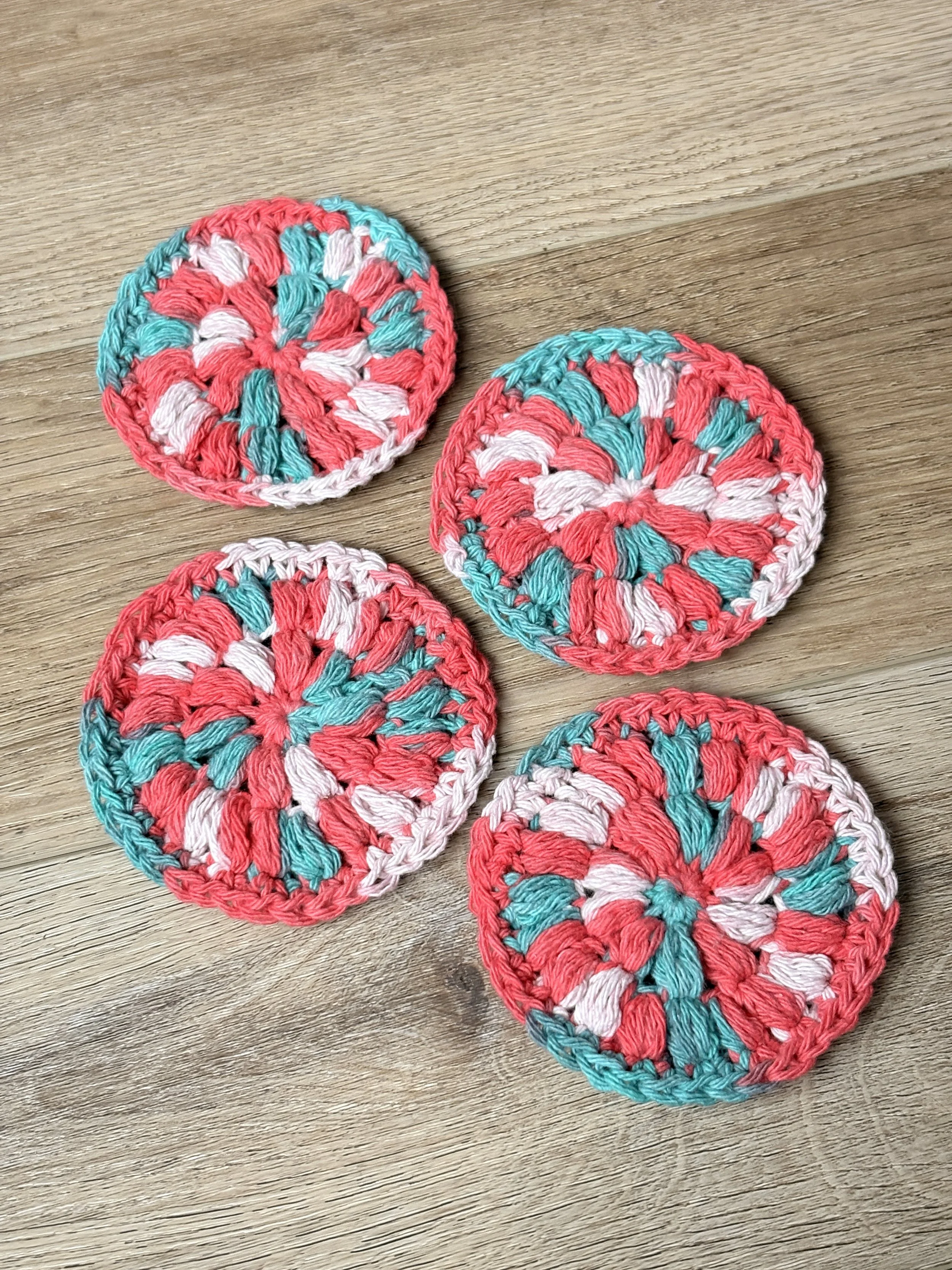 Handmade Crochet Cotton Face Scrubbies | Set of 4