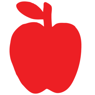Red apple icon with a leaf on top.