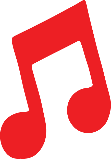Red musical note icon.