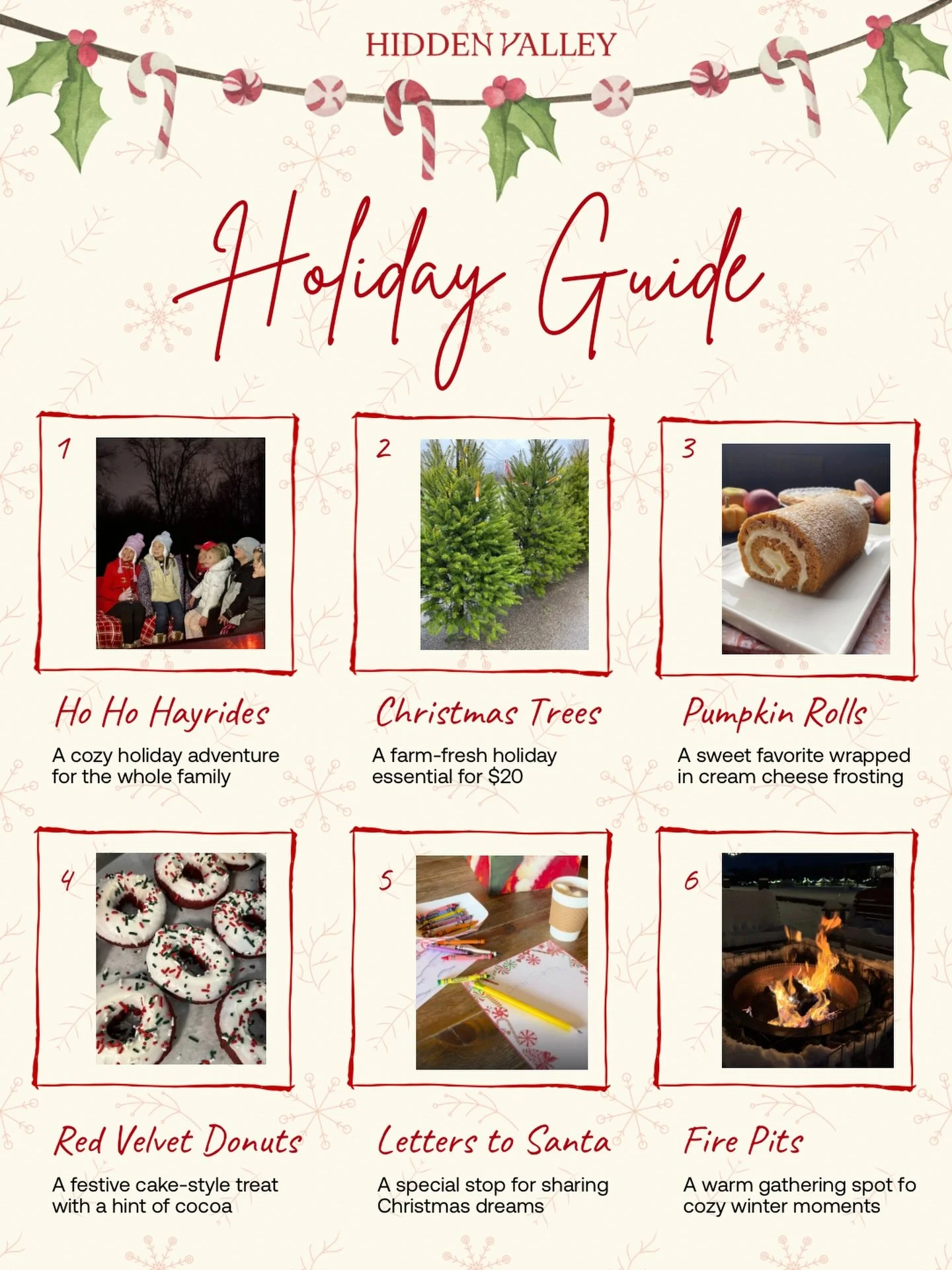 Your guide to holiday magic at Hidden Valley Orchards. ✨

From cozy Ho Ho Hayrides and fireside moments to festive treats and sweet traditions, everything you need for a magical visit is right here. Only one weekend left to enjoy it - save this post 