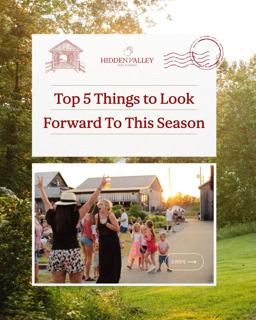 The season is just getting started, and we can&rsquo;t wait to share all the fun in store. Here are our top 5 things to look forward to this season. 🍎

1️⃣ Fun for all ages at the activity yard 🌿
2️⃣ Fresh-baked goods &amp; local finds at The Great
