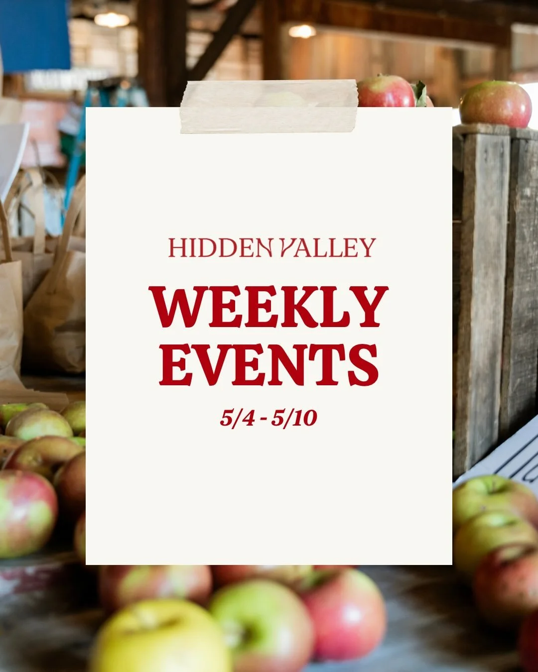 This week at Hidden Valley 🌿

Live music, Story Time, and the Activity Yard is open with 30+ activities for all ages. Have you tried our Big Barn Buns yet? Or the Blueberry Donuts 🍩🫐

Plus, don&rsquo;t miss Mom&rsquo;s Farm Day this Sunday &mdash;