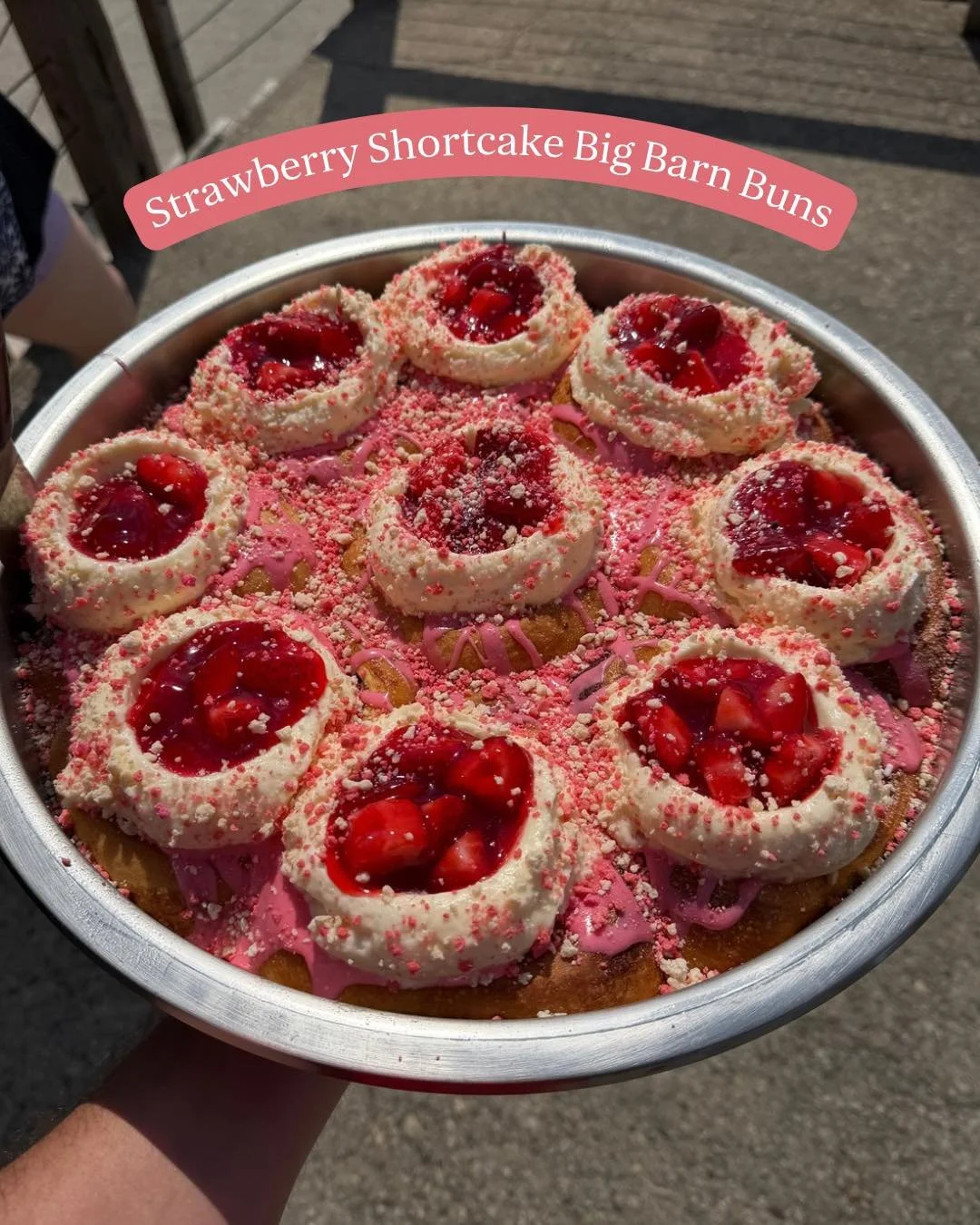A new Big Barn Bun has entered the chat. 👀

Meet the Strawberry Shortcake Big Barn Bun: strawberry frosting, cream cheese icing, strawberry compote, and shortcake crumbs all piled onto one of our signature bug barn buns. 🍓🍞

Pre-orders are now ope