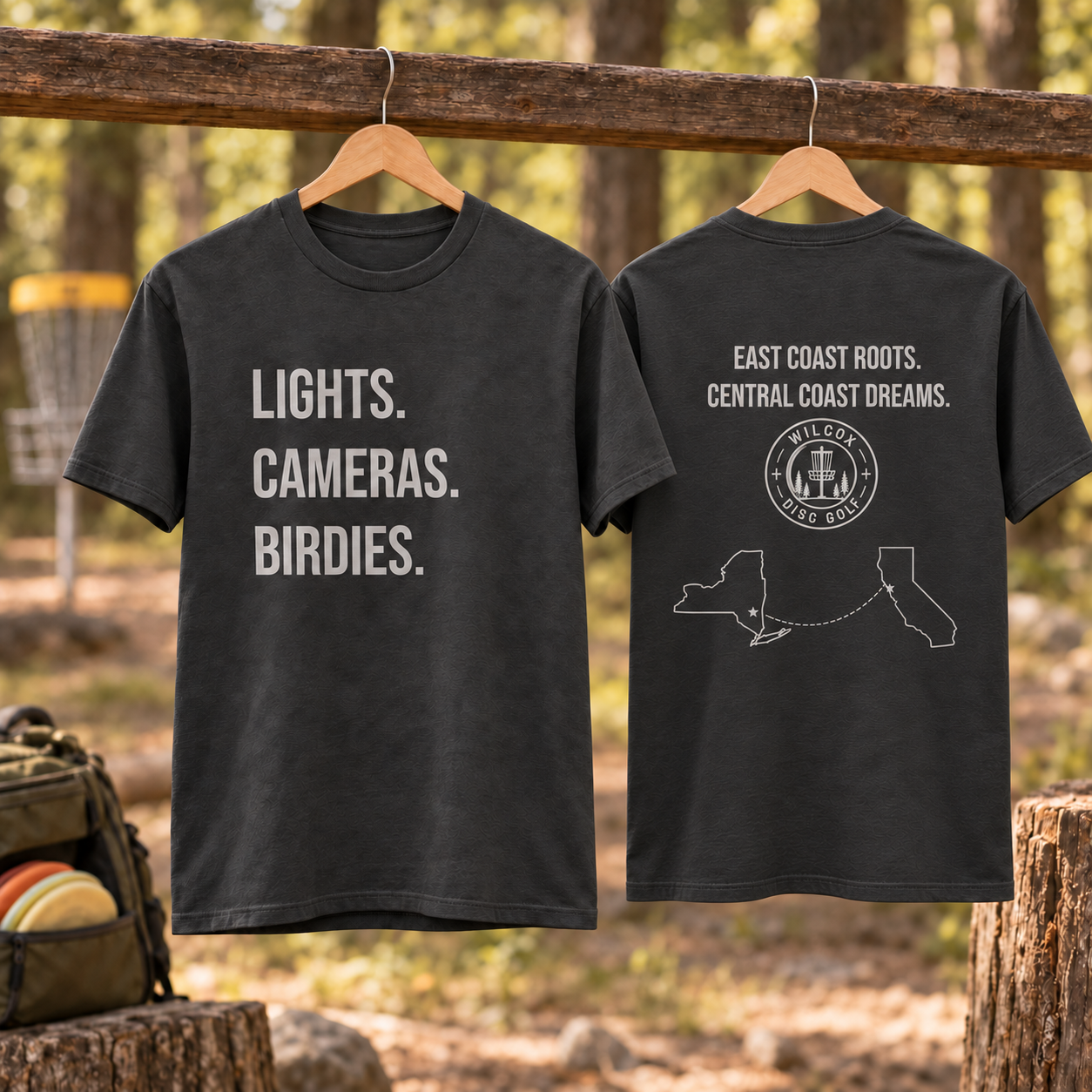 Wilcox Fundraiser Tee — Lights. Cameras. Birdies.
