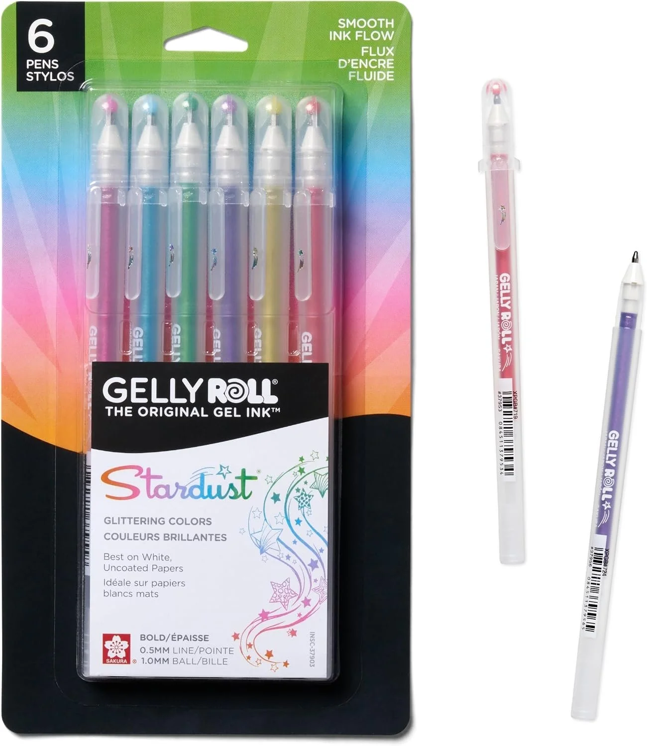 Sakura Gelly Roll Stardust Galaxy Glitter Gel Pens, Assorted, Bold, 6 Pack