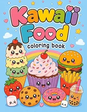 Kawaii Food Coloring Book: Cute Sweet Treats and Snacks for Kids Ages 4-8