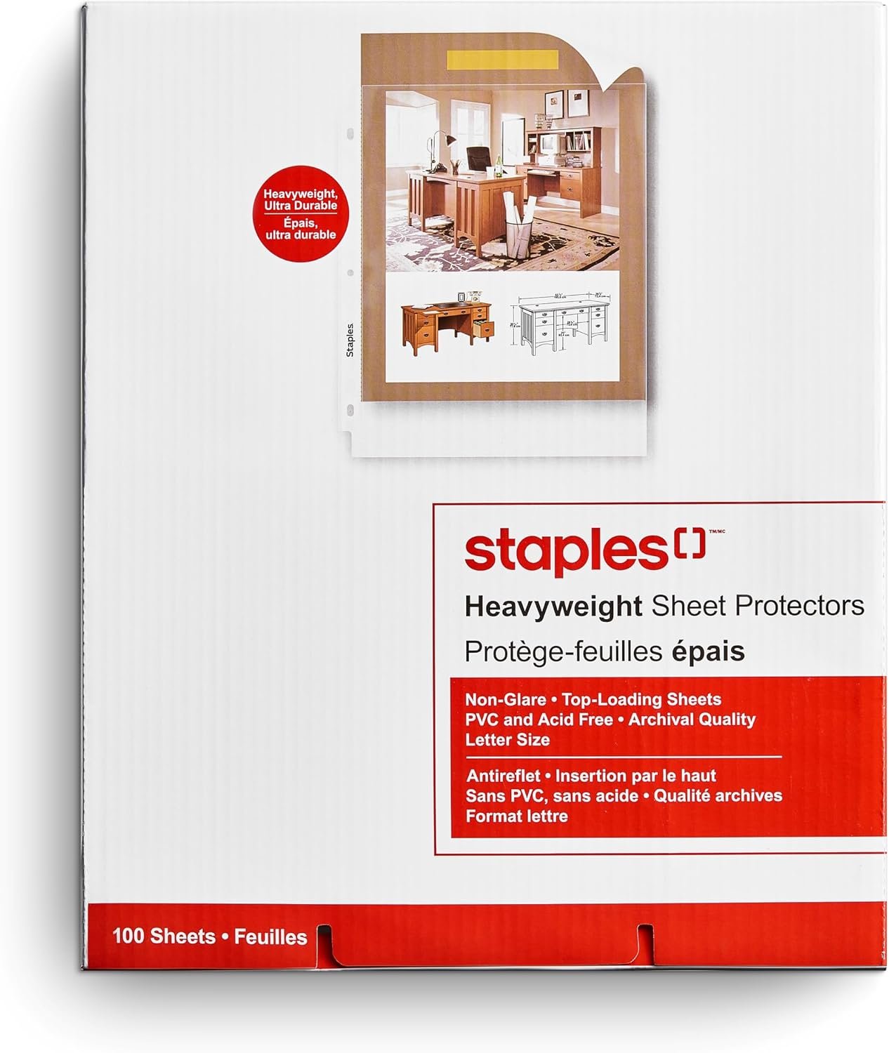 Staples Clear Heavyweight Sheet Protectors - Non-Glare - 100-Pack