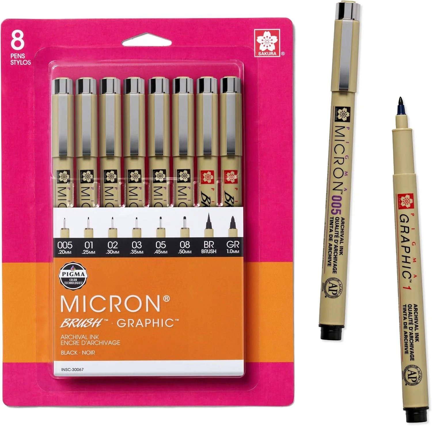 Sakura Pigma Micron Fineliner Pens - Archival Black Ink Pens - Pens for Writing or Drawing - Holiday Gifts for Artists, Crafters & DIY Gifts Projects - Assorted Point Sizes - 8 Pack