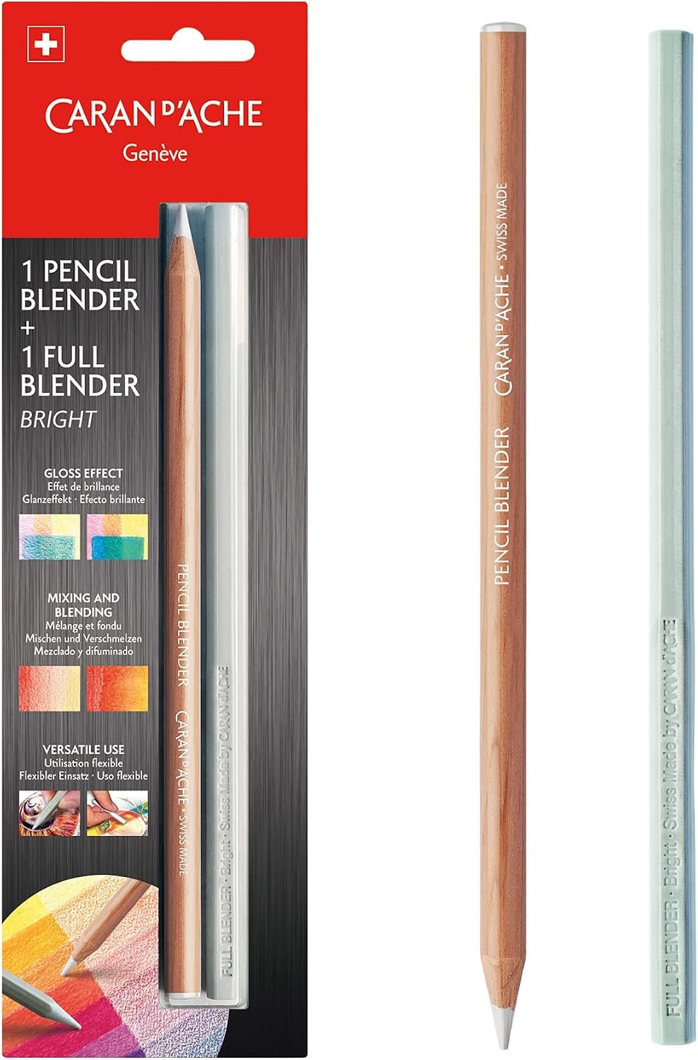 Caran d'Ache Blender Pen Full Blender Bright Wood Cased 2-Piece 0902.301, One Size, Multi-Colour, Multicoloured
