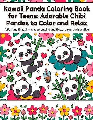 Kawaii Panda Coloring Book for Teens