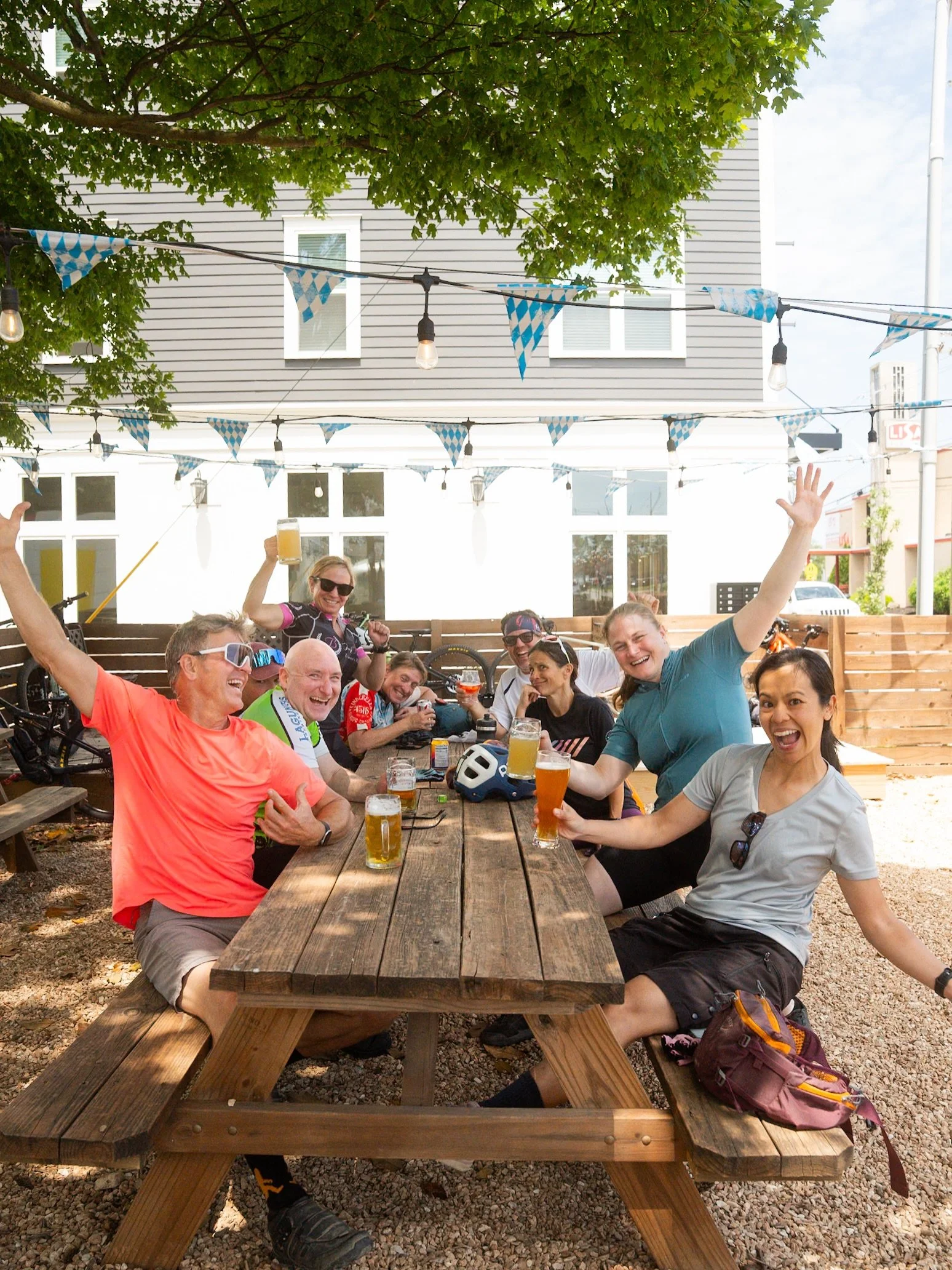 The ride brought them here &mdash; the food and hospitality kept them. Thrilled to welcome a cycling group who made Bauhaus Biergarten their stop today. Our patio is open, dog-friendly, and always ready for the whole crew &mdash; however you arrive.
