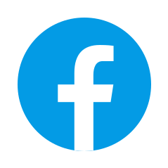 Facebook logo with white lowercase 'f' on a blue circular background