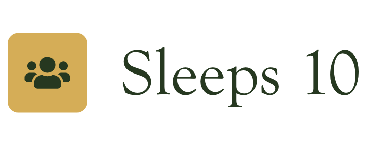 Icon of three people followed by the text 'Sleeps 10'