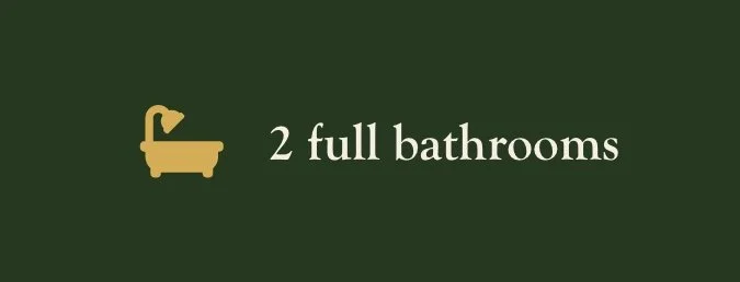 Green background with a beige bathtub icon and the text '2 full bathrooms' in white.