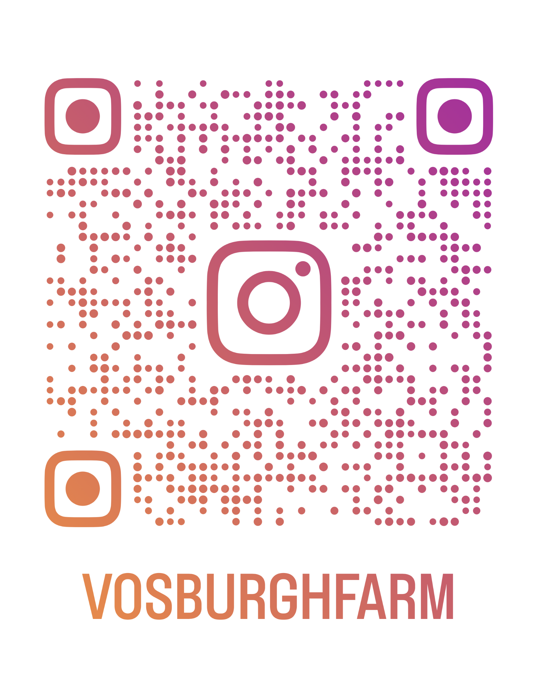 Instagram QR code with the text 'VOSBURGHFARM' below it.