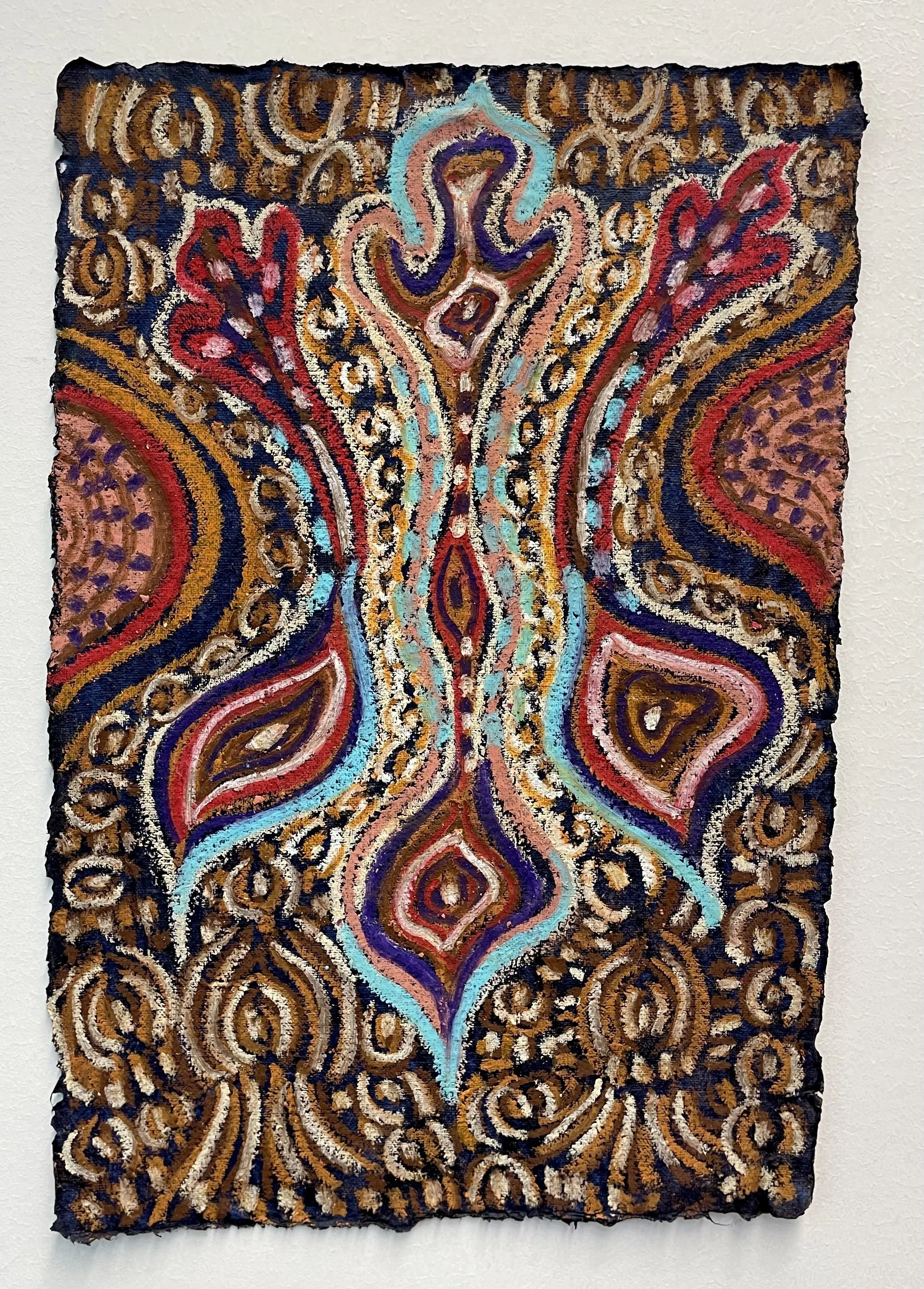 Temple of the Unseen, oil pastels on cotton rag paper