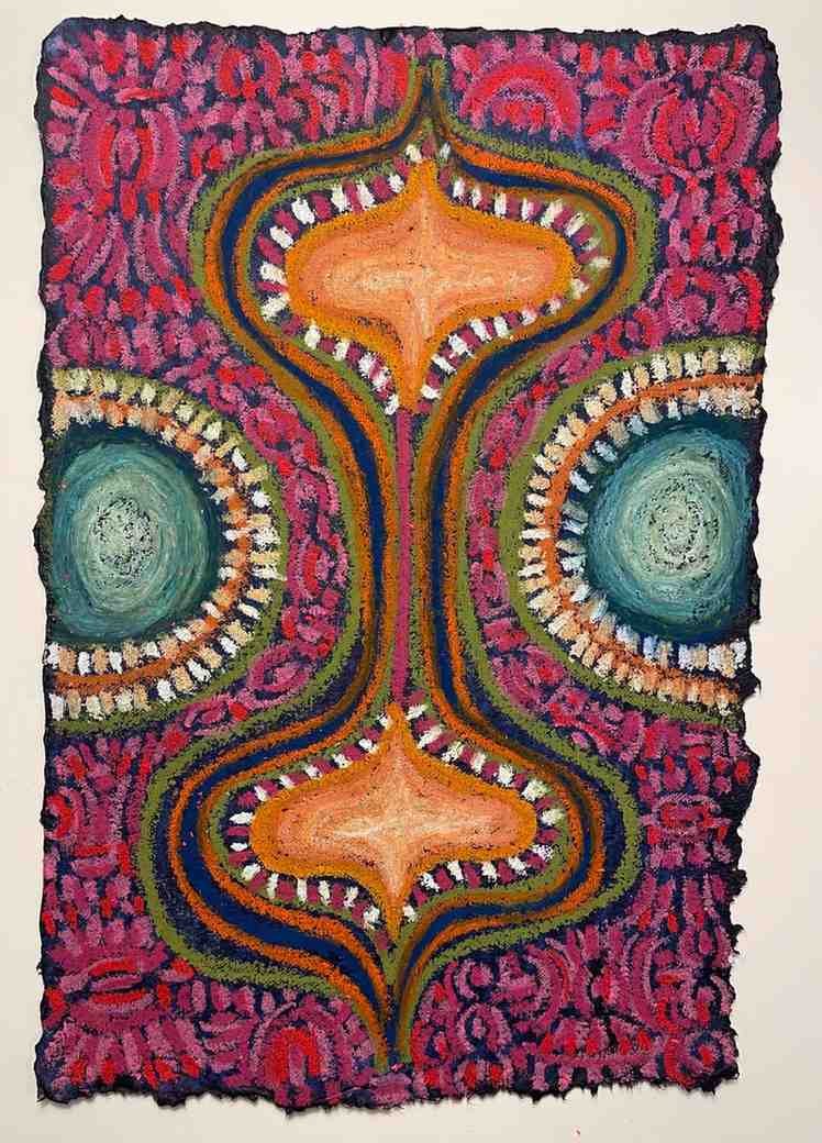Temple of the Unseen, oil pastels on cotton rag paper