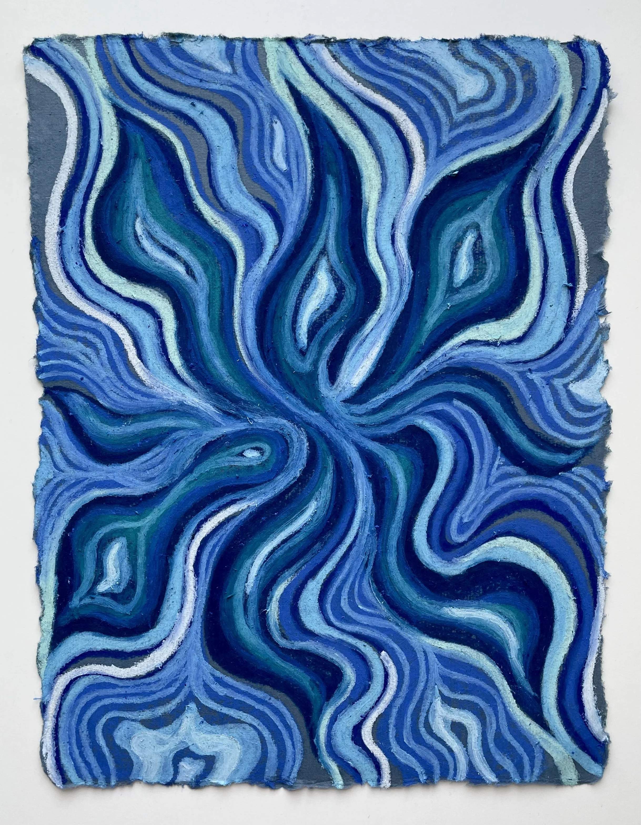 Blue Axis, oil pastels on cotton rag paper