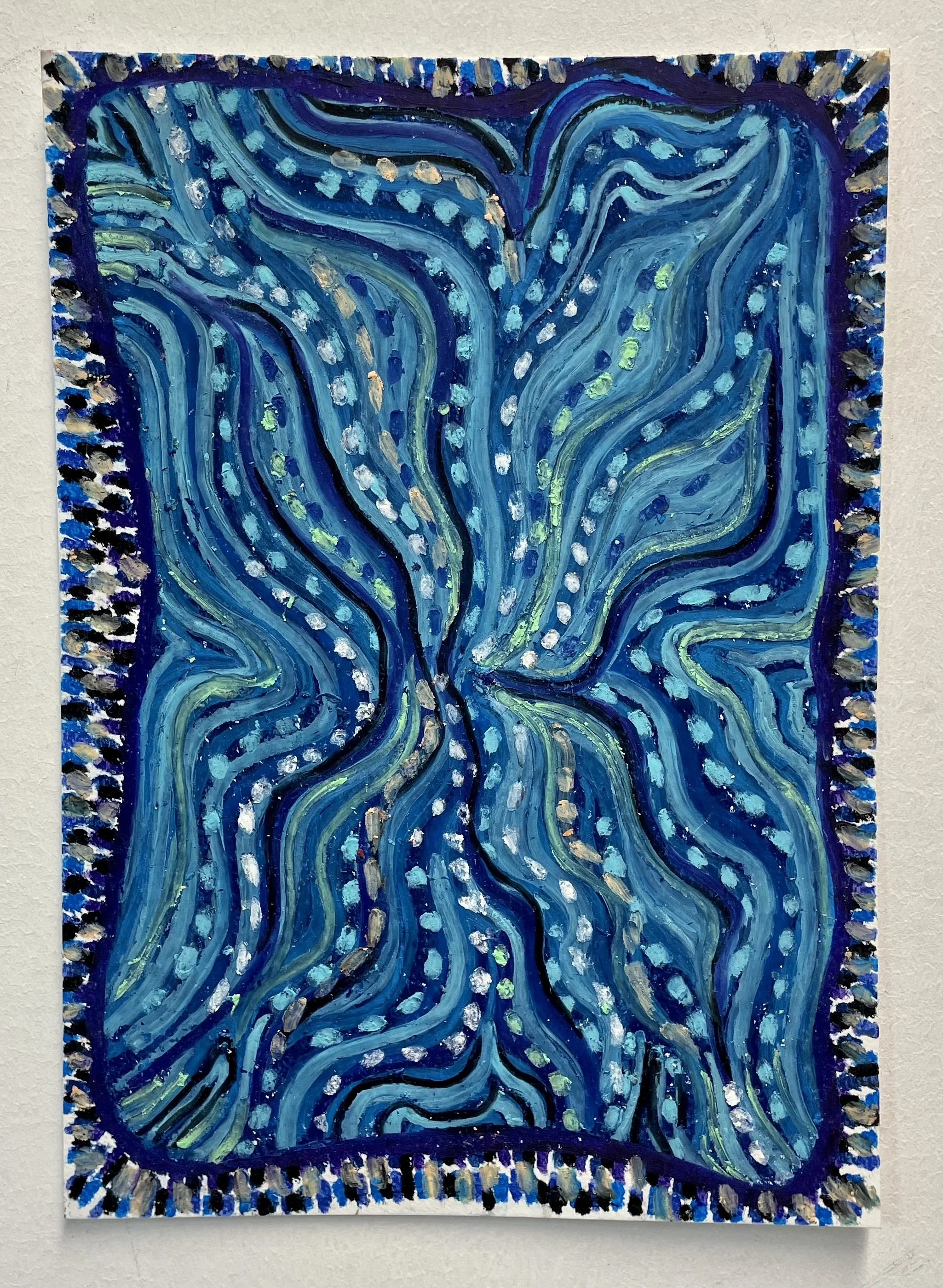 The Blue Between, oil pastels on paper
