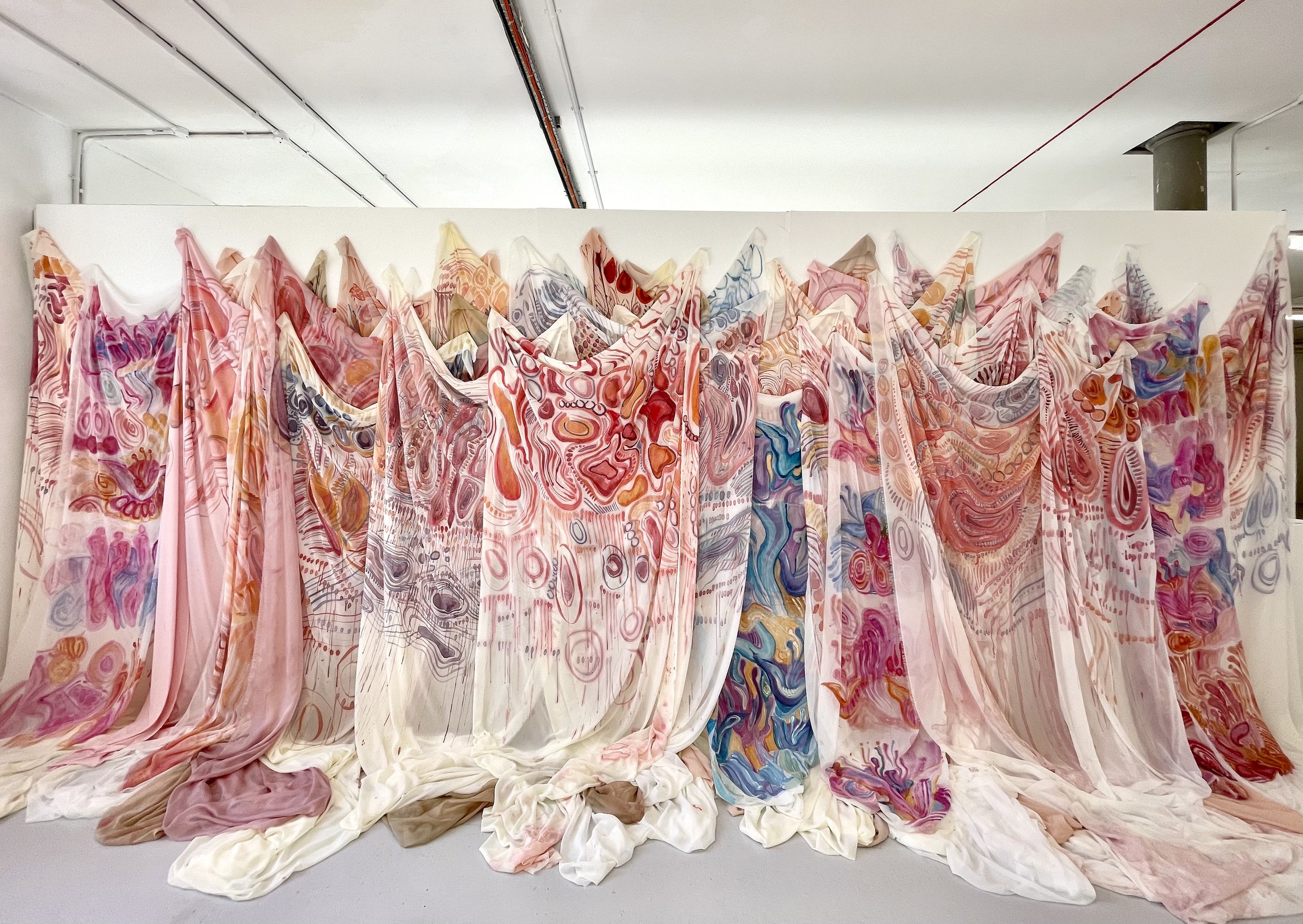 INFINITE REALITIES, Acrylic on textile materials, 250 x 500 cm